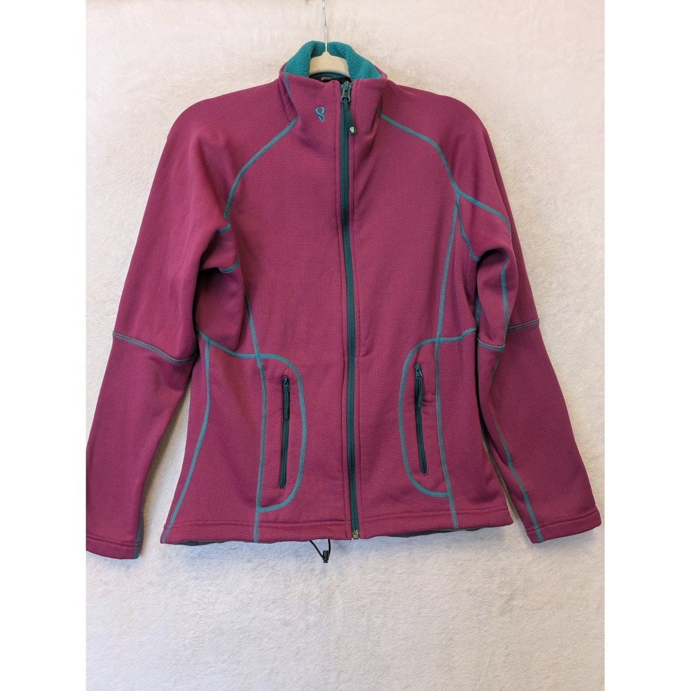 Stoic Women's Size S Full Zip Micro Grid Fleece Jacket Magenta Pink Teal